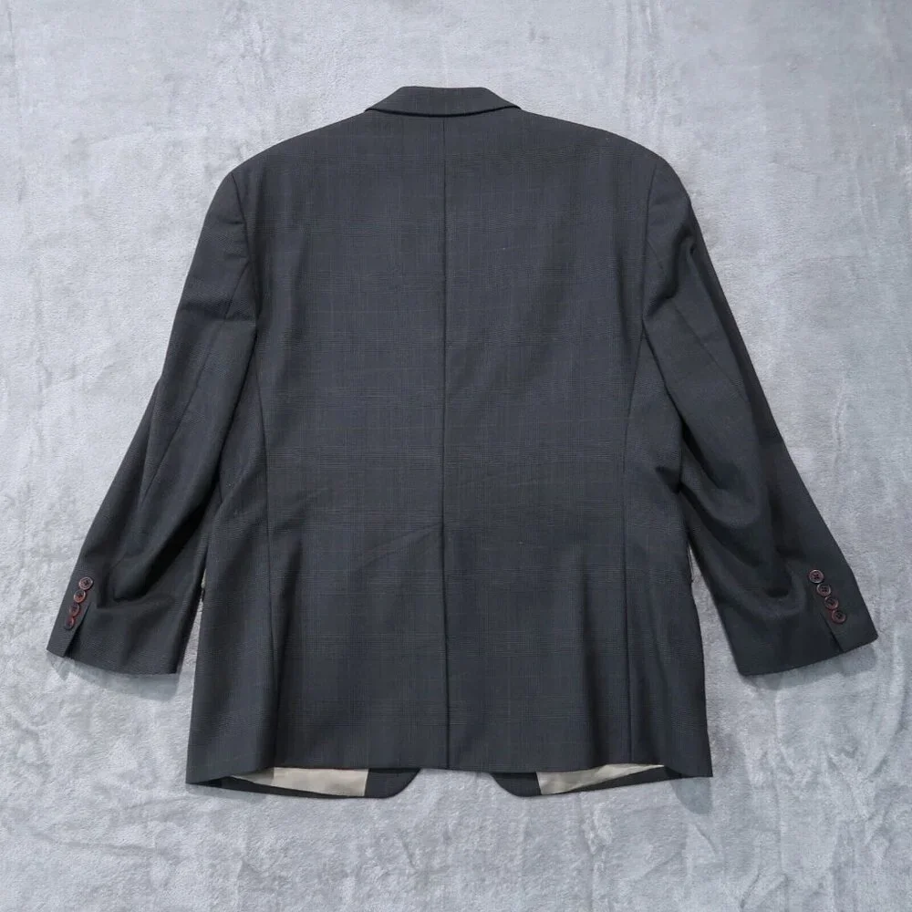 Chaps Ralph Lauren Blazer Mens 42S Gray Plaid 100% Wool Sports Coat Business - Picture 2 of 16